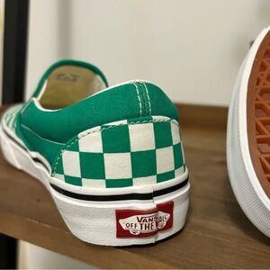 NWOB, Vans Slip-on Checkerboard Skate Shoe, Size 7, Pepper Green